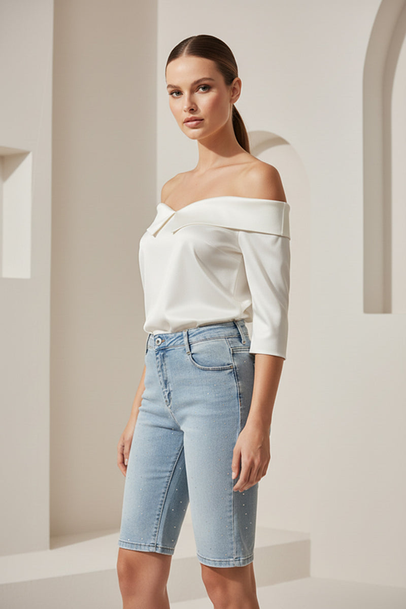 Τζιν βερμούδα με στρασάκια