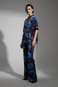 Σετ Velvet Floral Μπορντό – Μπλε