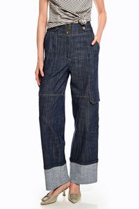 ψηλόμεσο wide leg τζιν παντελόνι μπροστά