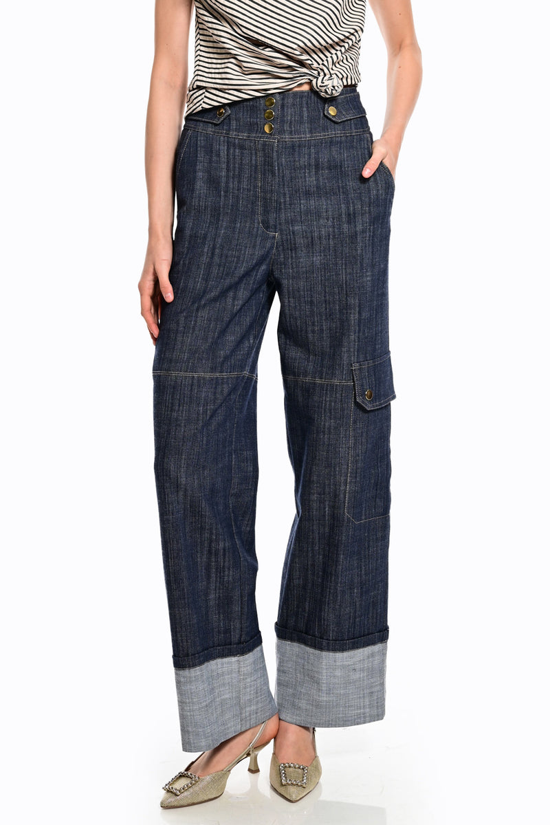 ψηλόμεσο wide leg τζιν παντελόνι μπροστά