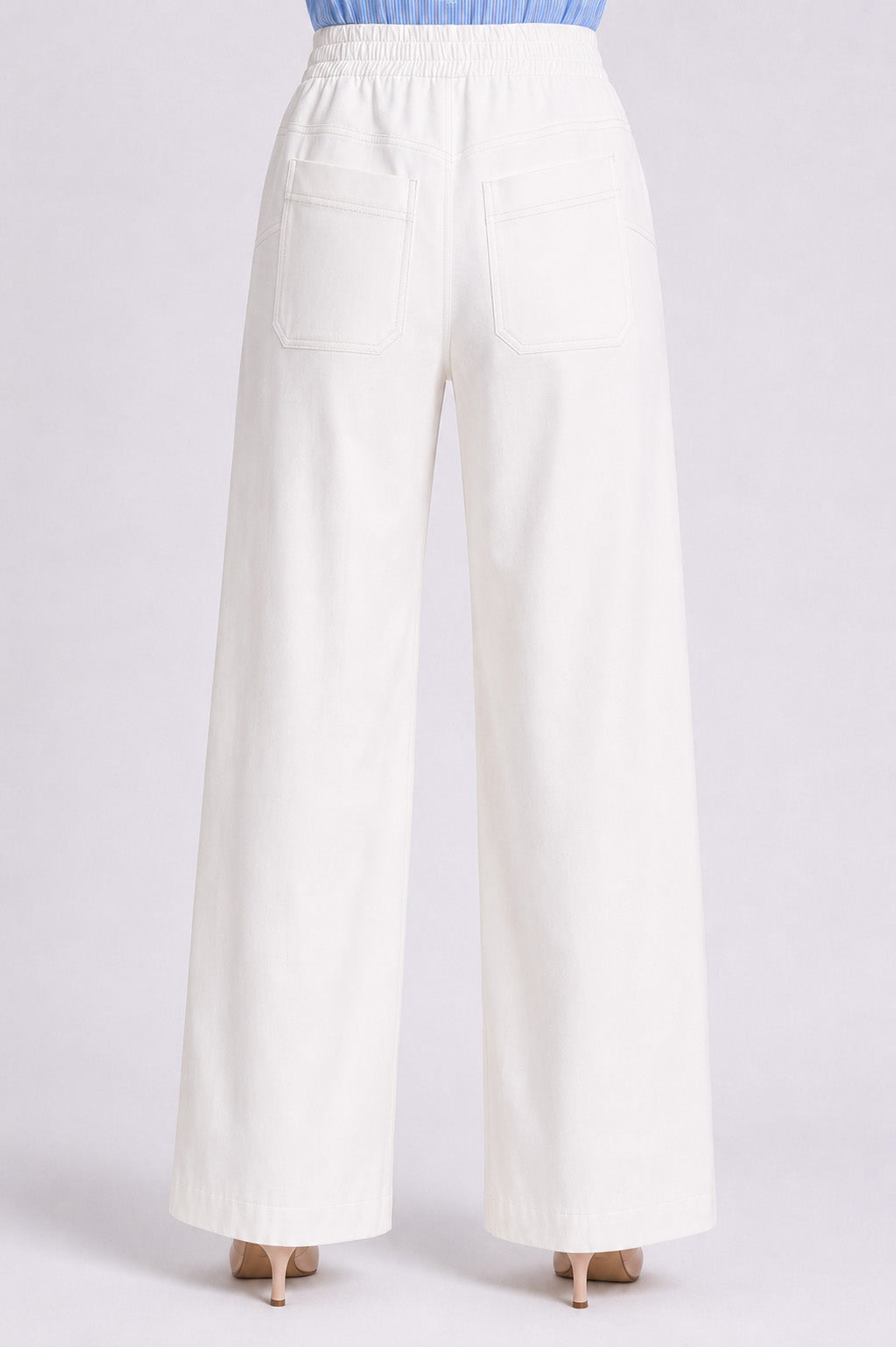 Wide Leg Παντελόνα με Διακοσμητικά Φερμουάρ Off White