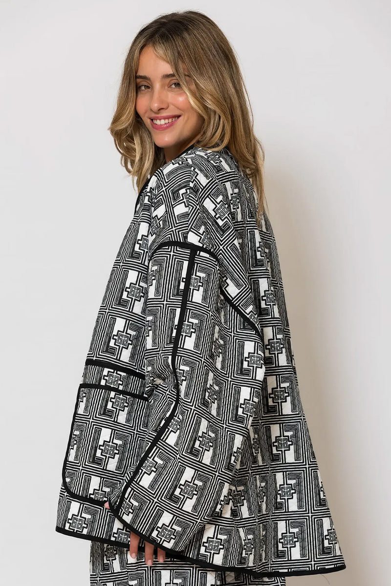 Ζακέτα με logo print σε άνετη γραμμή