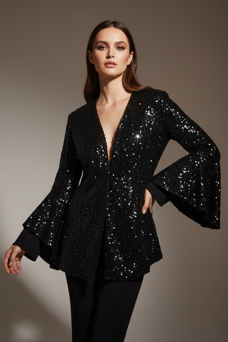 Ζακέτα παγιέτα μαύρη