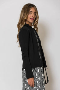 Ζακέτα σε στενή γραμμή με logo print