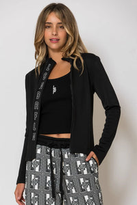 Ζακέτα σε στενή γραμμή με logo print