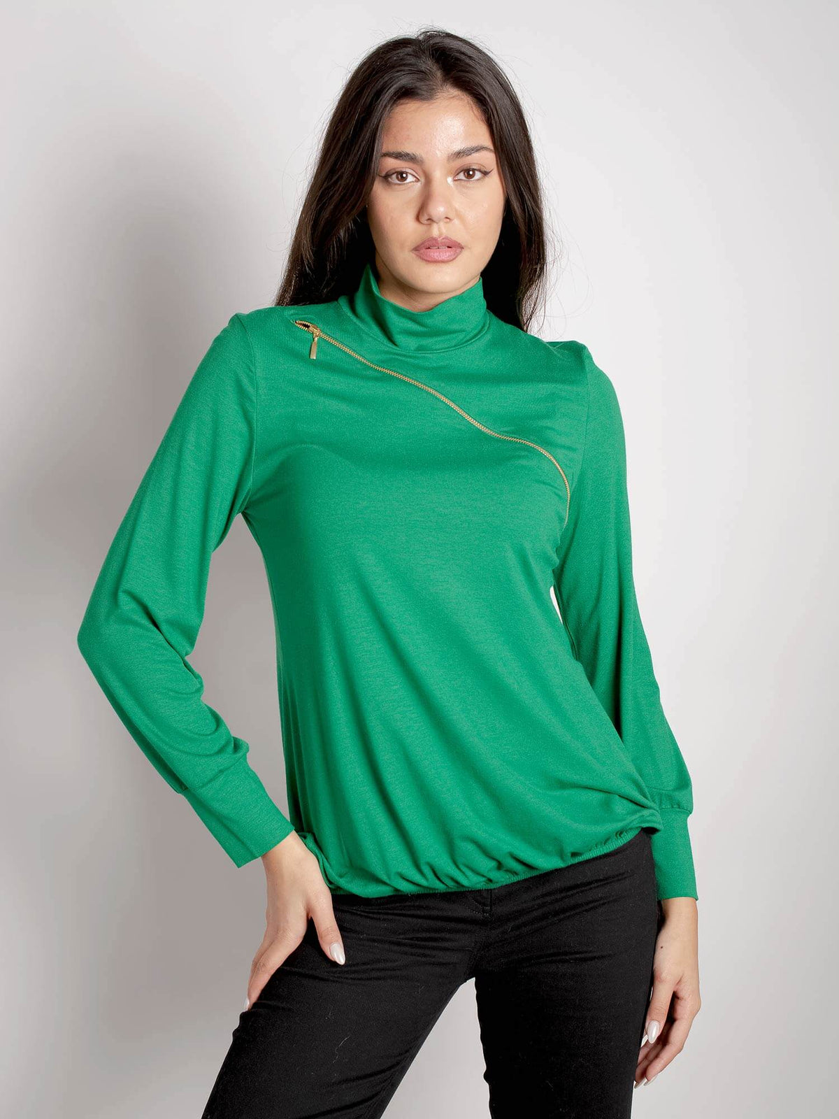 Μπλούζα με φερμουάρ πράσινο